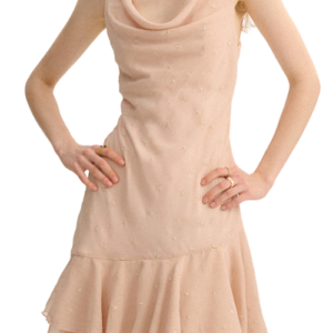 Sleeveless v-neck dress with gentle pleats